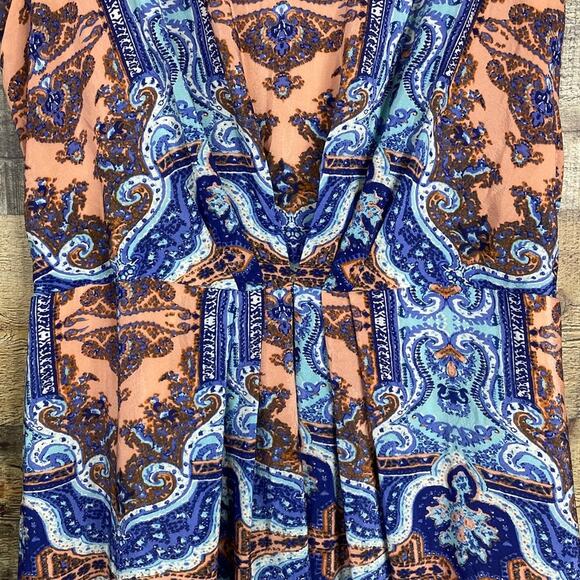 Maeve Medallion Silk Sleeveless V-Neck Maxi Dress Cutout Back Size 8 - Picture 4 of 13